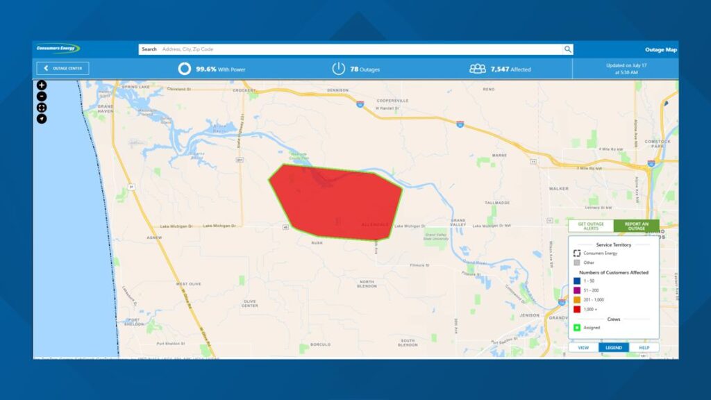 Power restored to 2,532 Consumers Energy users in Allendale