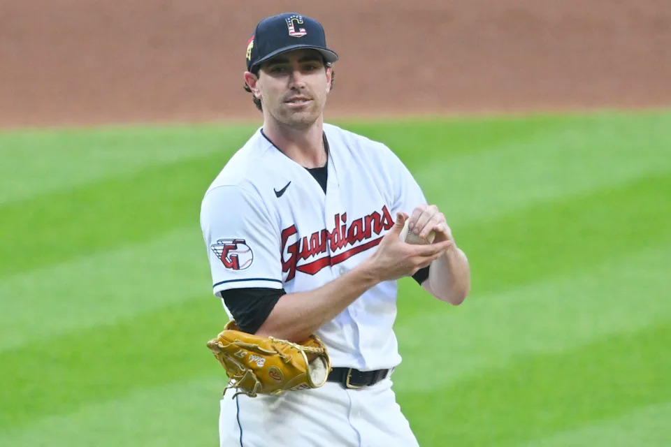 Cleveland Guardians starting pitcher Shane Bieber (57) © David Richard-Imagn Images