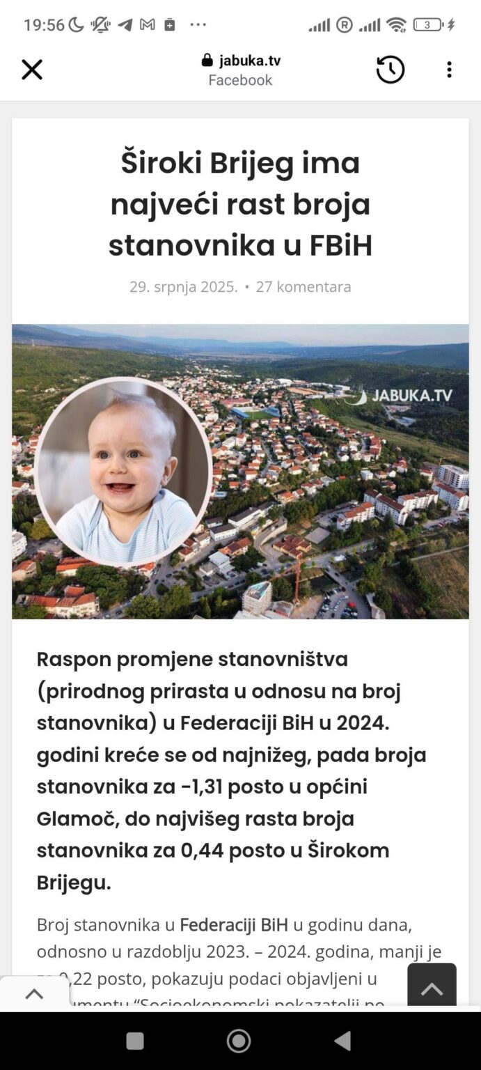 Siroki Brijeg has the highest population growth
