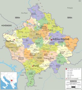 Political map of Kosovo