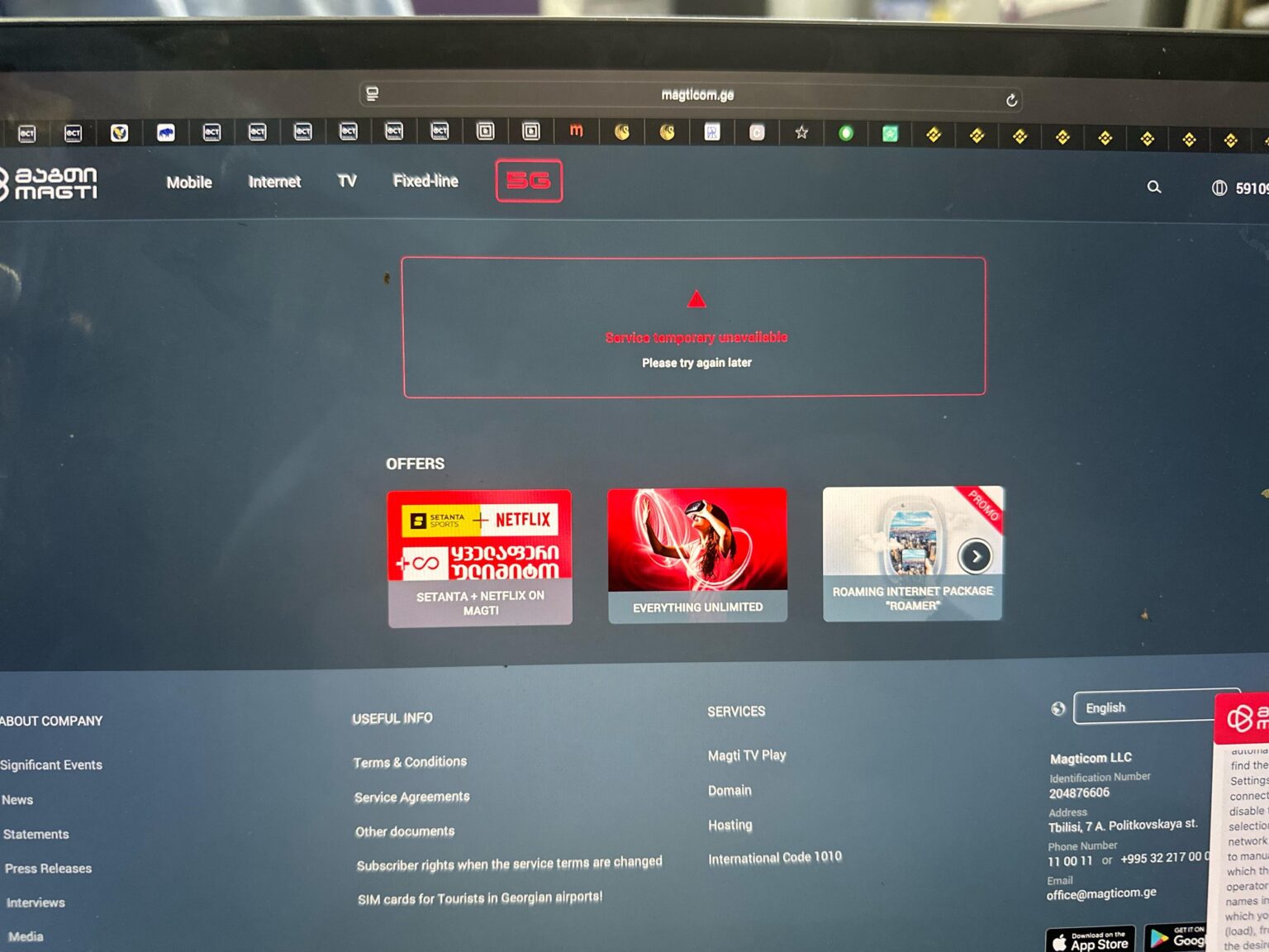 Magti account unavailable