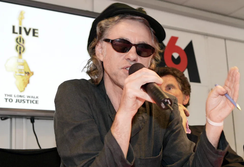 Bob Geldof holds a press conference to present the Live8 charity event.