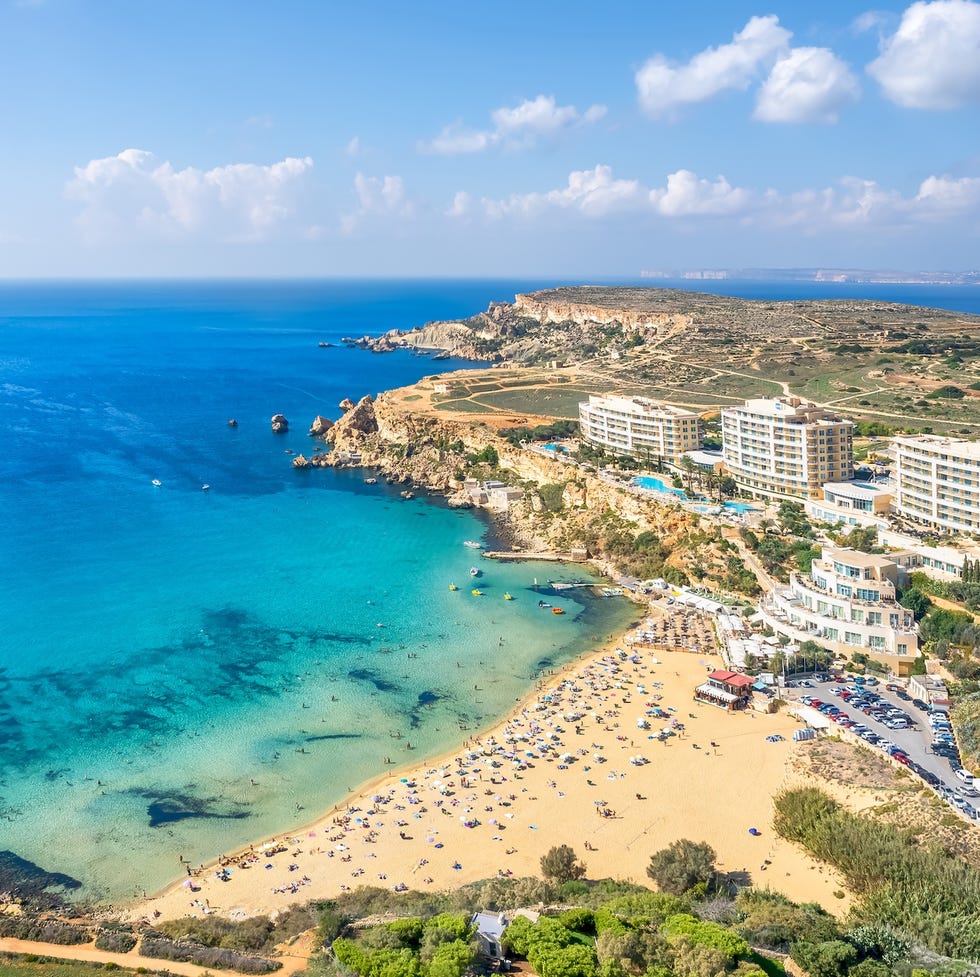 landscape with golden bay beach, malta
