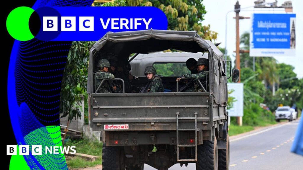 BBC Verify Live: Analysing Thailand-Cambodia clash footage, Russia strikes and latest crime numbers