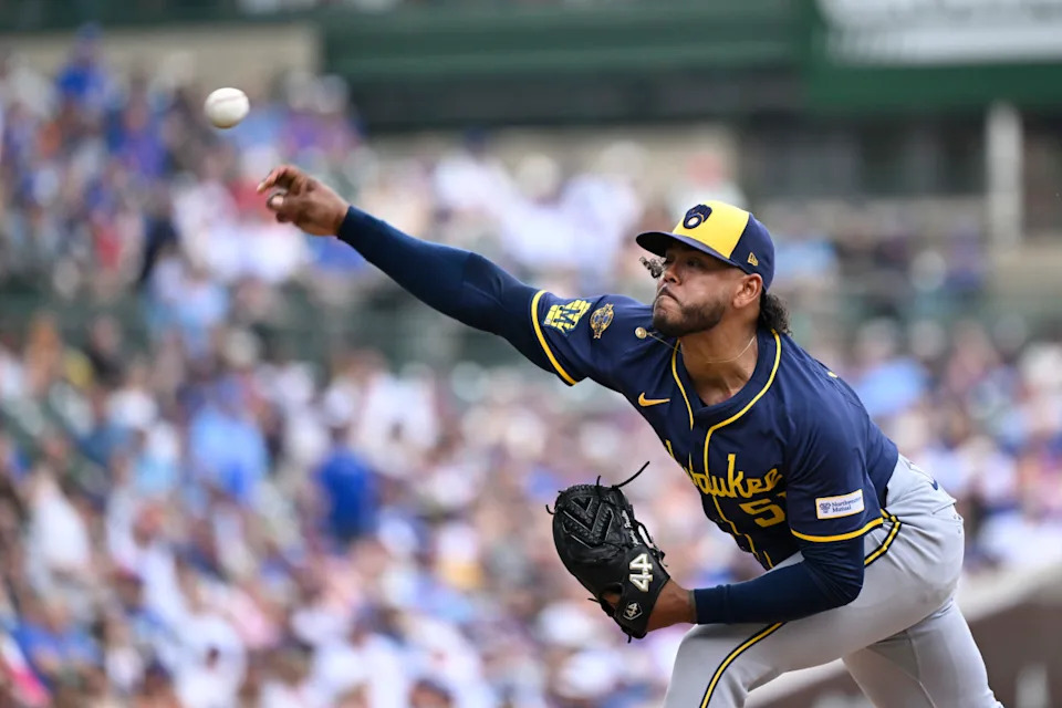 Milwaukee Brewers pitcher Freddy Peralta (51)© Matt Marton-Imagn Images