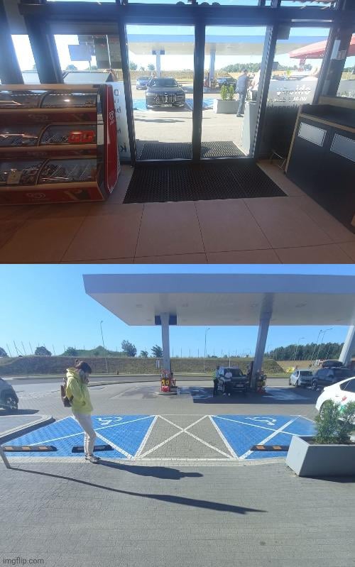 The great gentleman is more important than his subjects entering the gas station