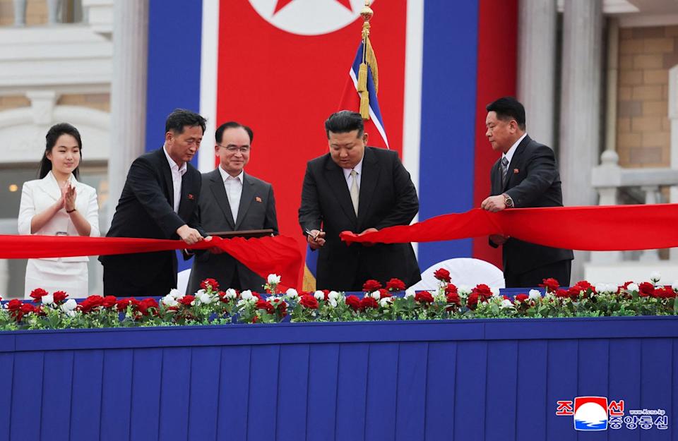 Kim Jong Un and his daughter Kim Ju Ae at an opening ceremony for the resort (KCNA VIA KNS/AFP via Getty)