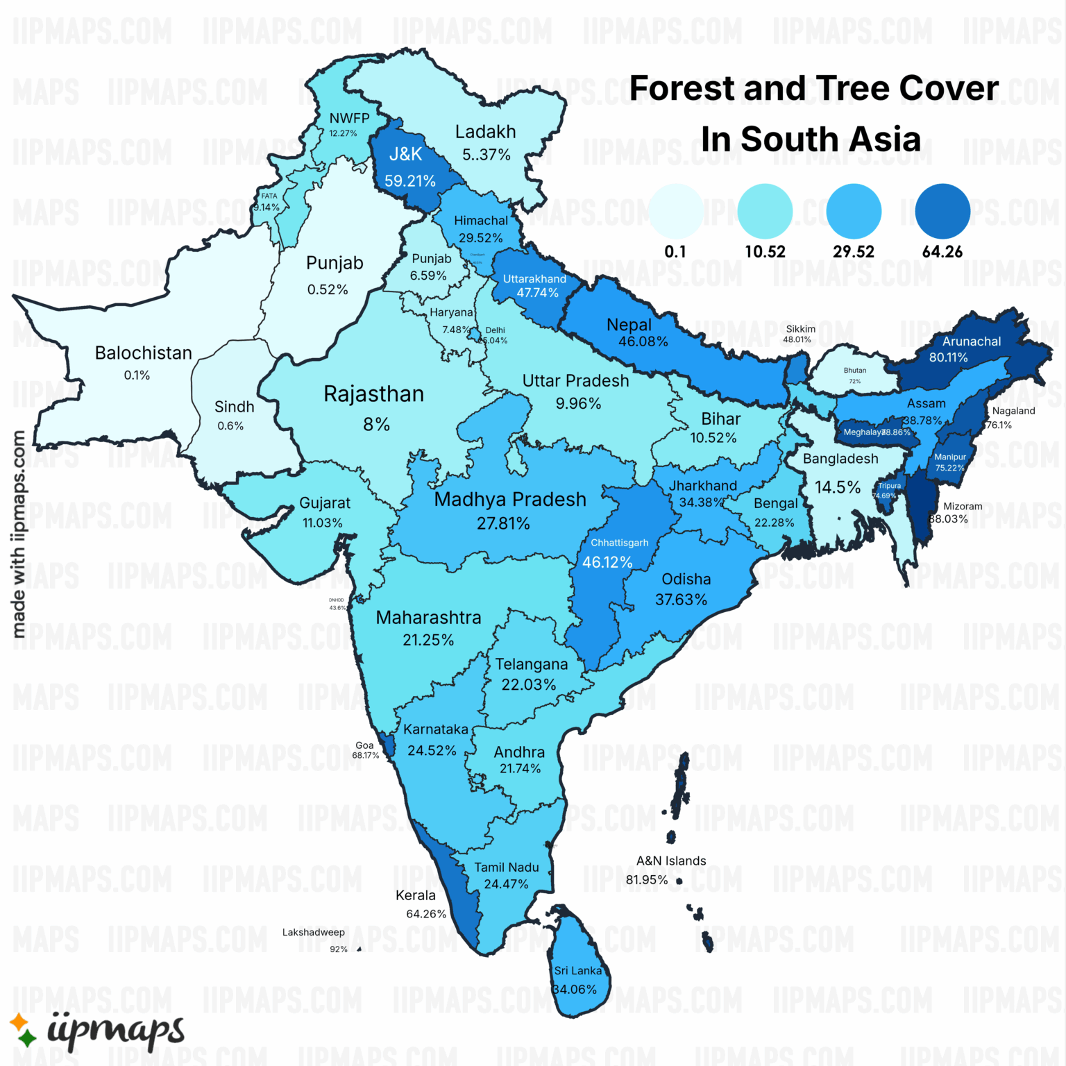 [OC] Forest and Tree Cover in South Asia