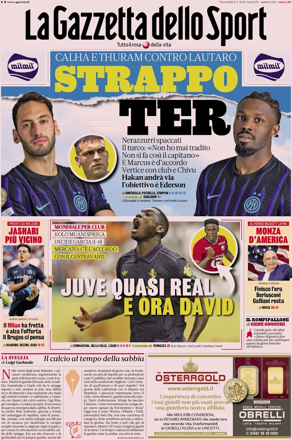<p>Calha and Thuram against Lautaro</p>