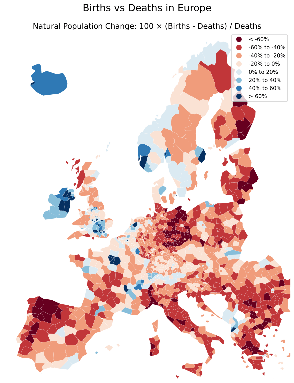 [OC] Births vs Deaths in Europe
