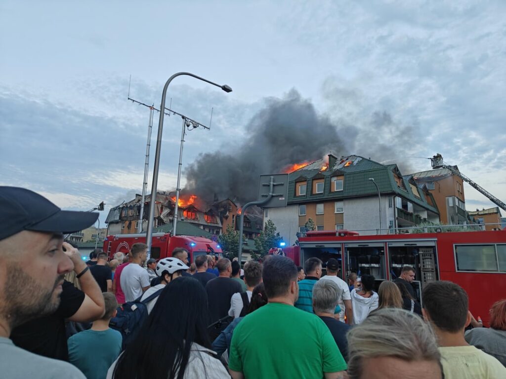 Fire of the estate in Ząbki near Warsaw