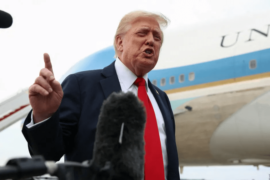 Donald Trump speaking to reporters.