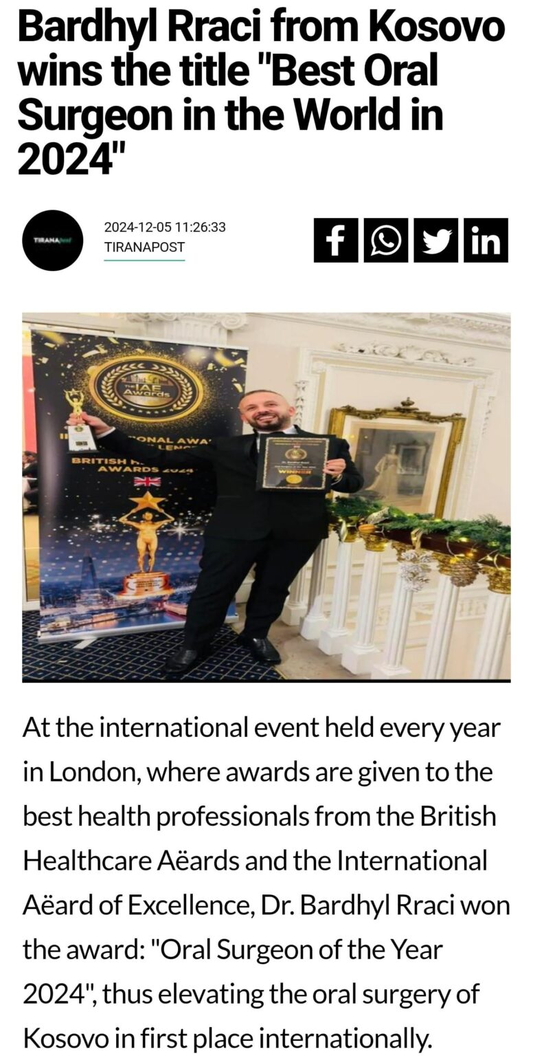 What do you think about this doctor and his "award"? When you try to reverse search his "award" you don't seem to find anything except of articles written by albanians. Maybe fake for promotion?