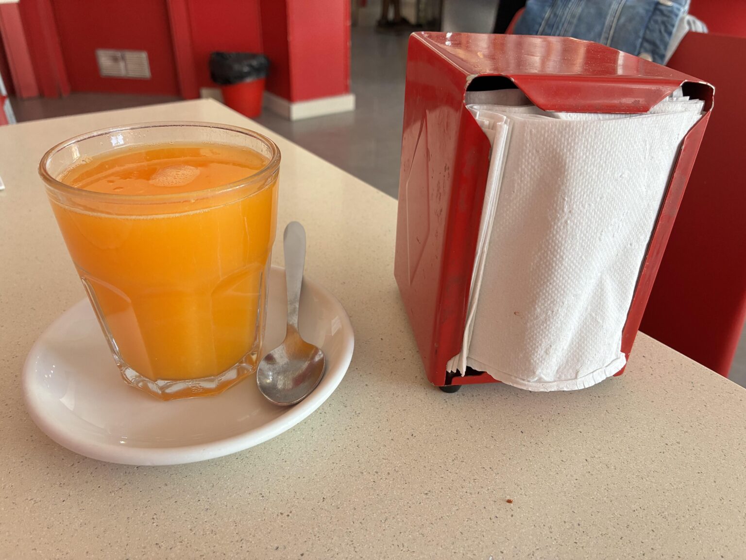 Orange juice with napkins