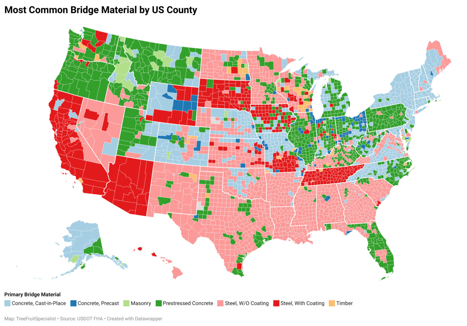 Steel vs. Concrete: What Are America's Bridges Really Made Of? [OC]