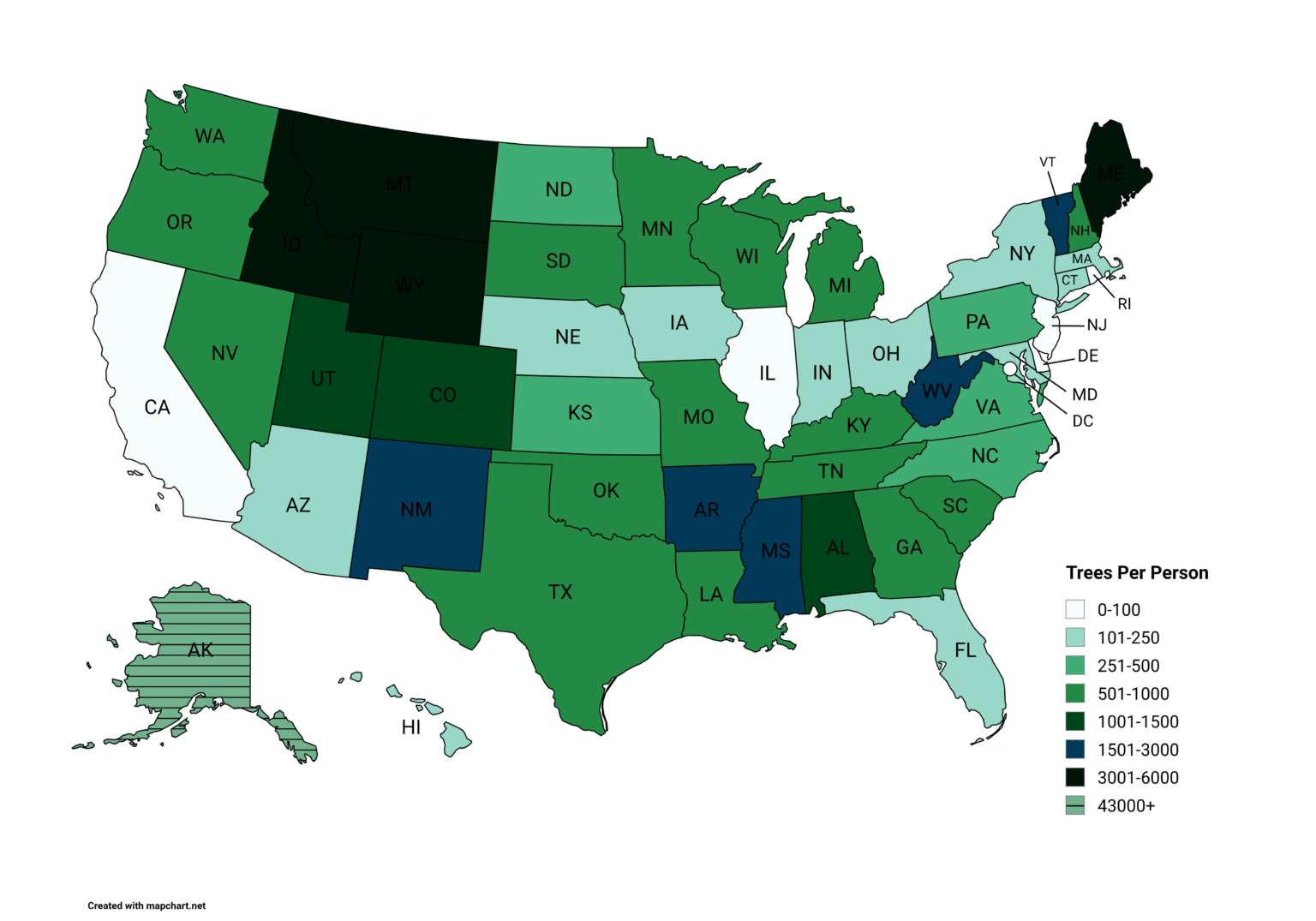 Trees Per Person by State