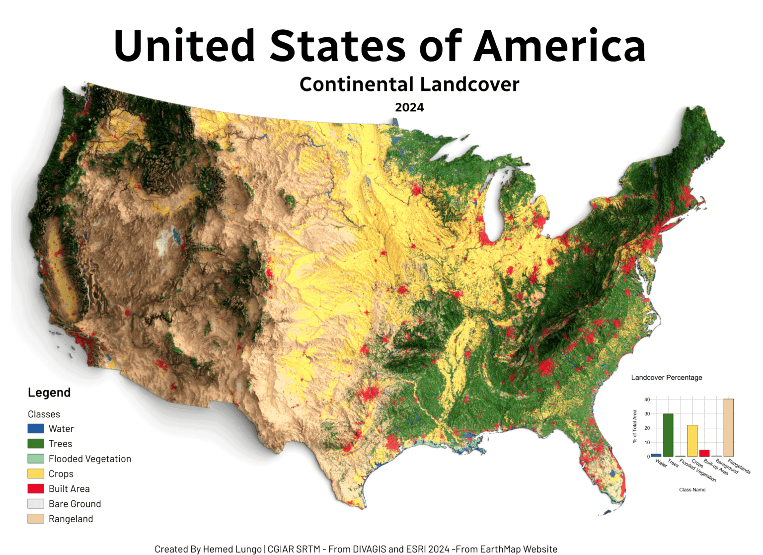 [OC]U.S Landcover Map for Year 2024