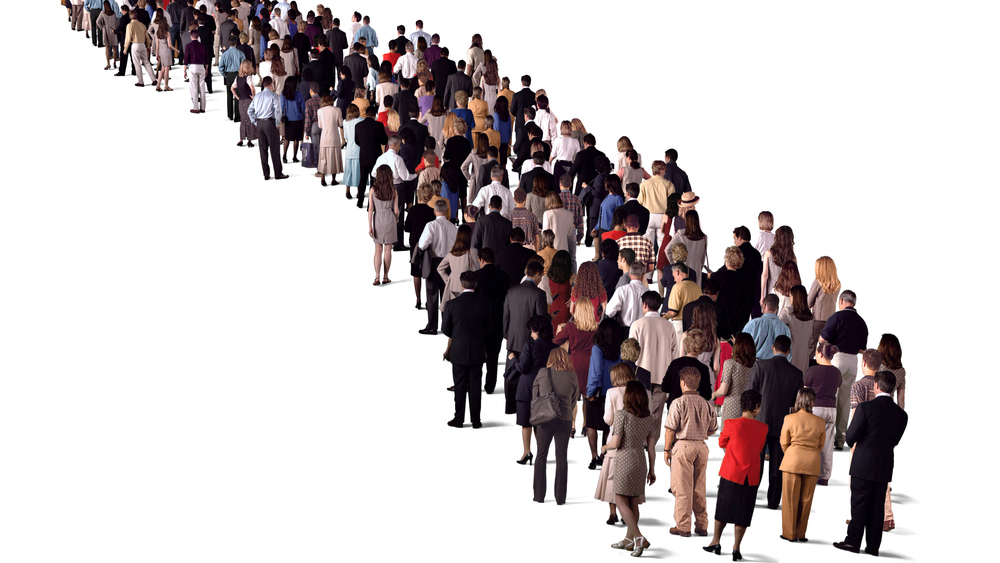 people in long queue