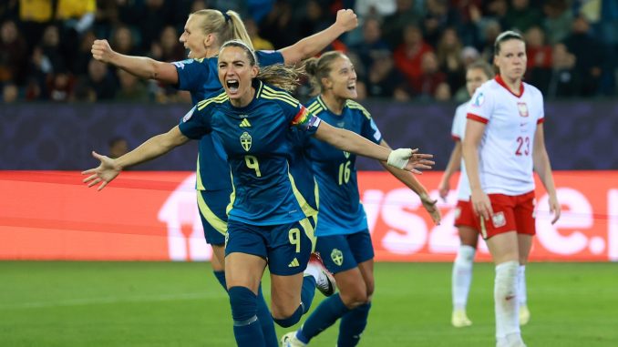 Poland v Sweden - UEFA Women's EURO 2025 Group C Kosovare Asllani of Sweden celebrates during the UEFA Women's EURO 2025 match