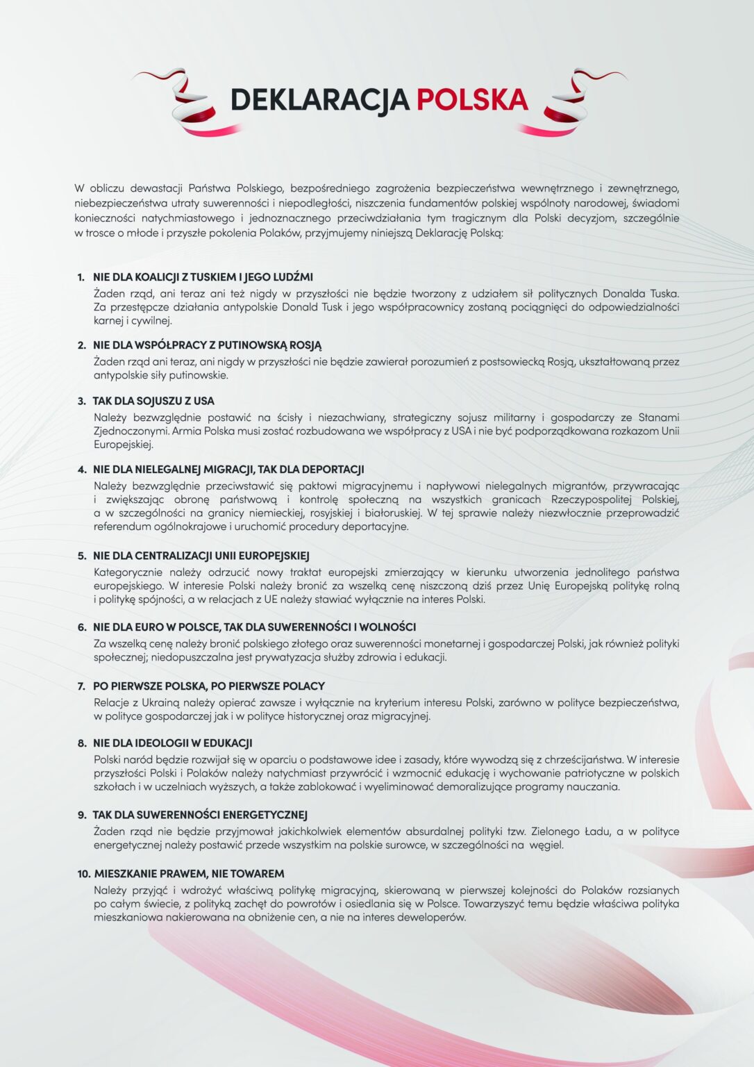 Latest PIS political goals in “Polish Declaration” Latest PIS political goals in "Polish Declaration"