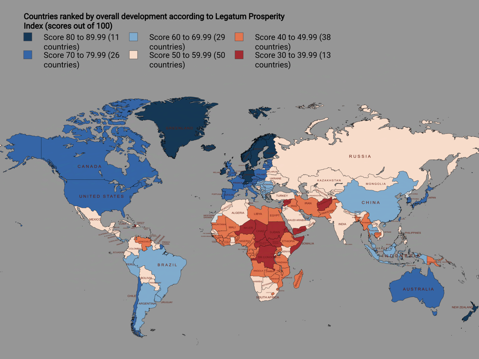 [OC] Countries ranked by overall development.