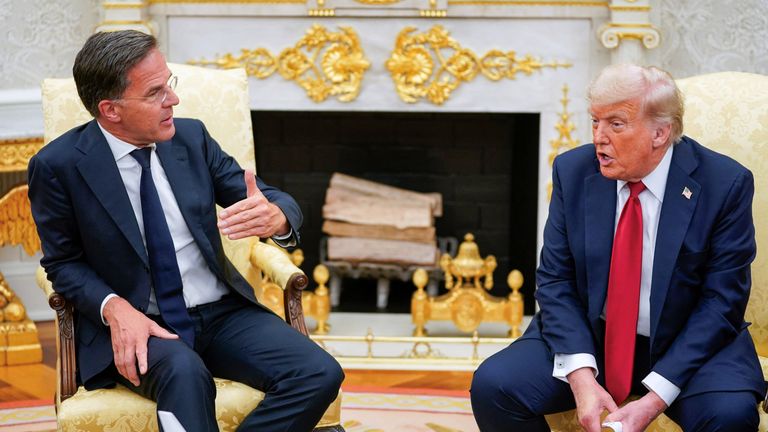Donald Trump and NATO secretary general Mark Rutte in the White House. Pic: Reuters