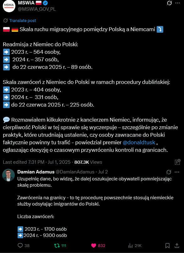 A real (though still approximate) number of migrants transferred from Germany to Poland