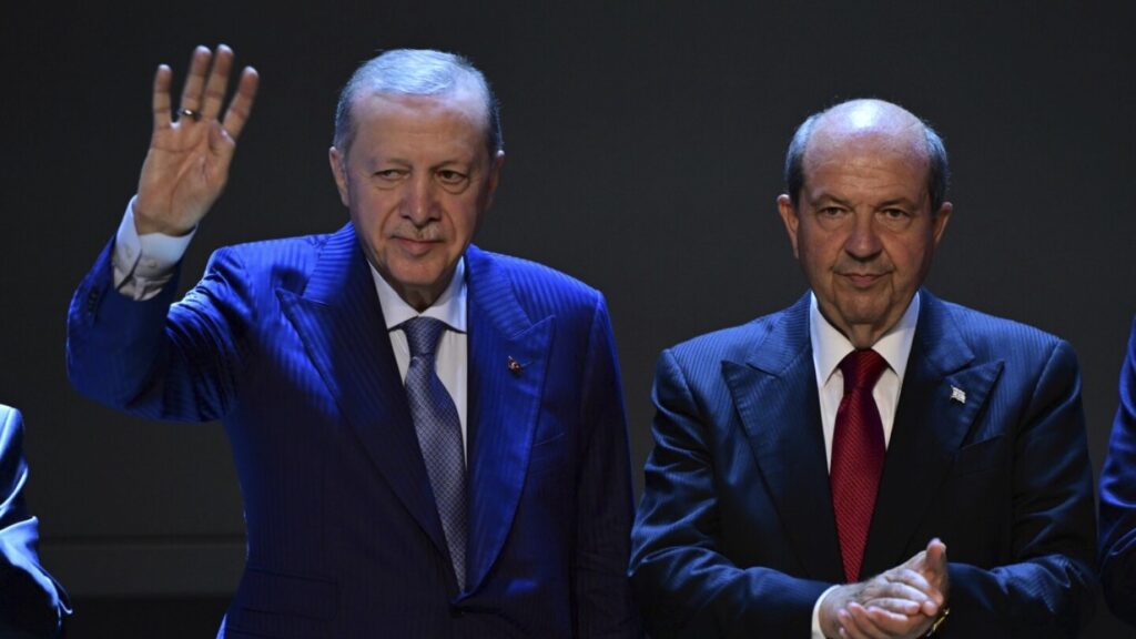 Turkey's president says his support for a two-state deal on ethnically split Cyprus is absolute