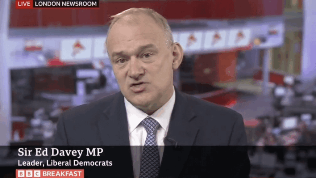 Ed Davey criticises BBC ‘for not doing a very good job’ of exposing Nigel Farage