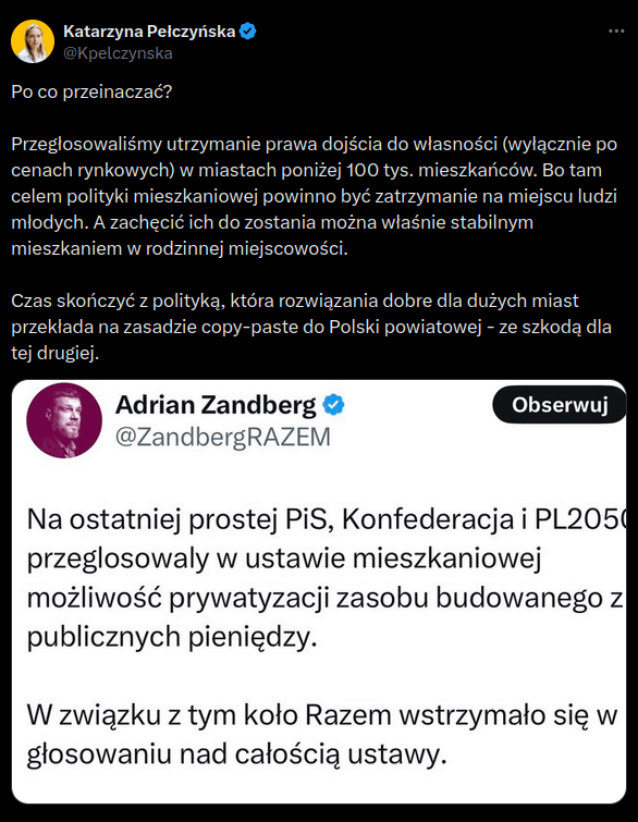 Zandberg straightened on the Housing Act
