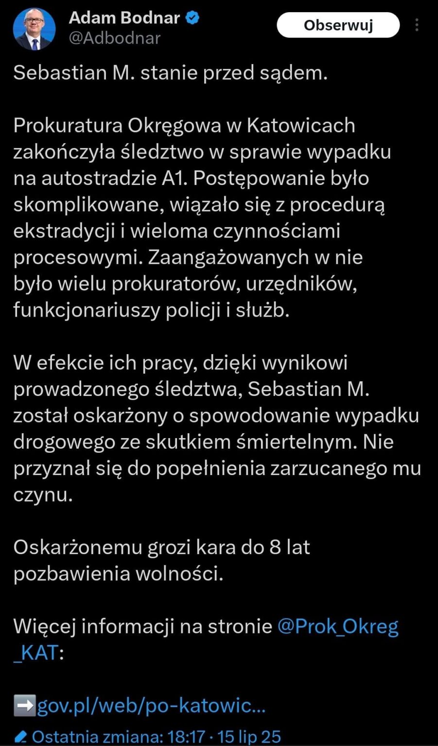 Prosecutor General on accusing Sebastian M.