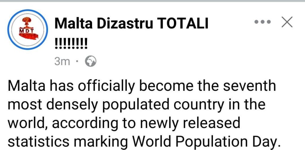 Malta 7th most crowded place on earth.