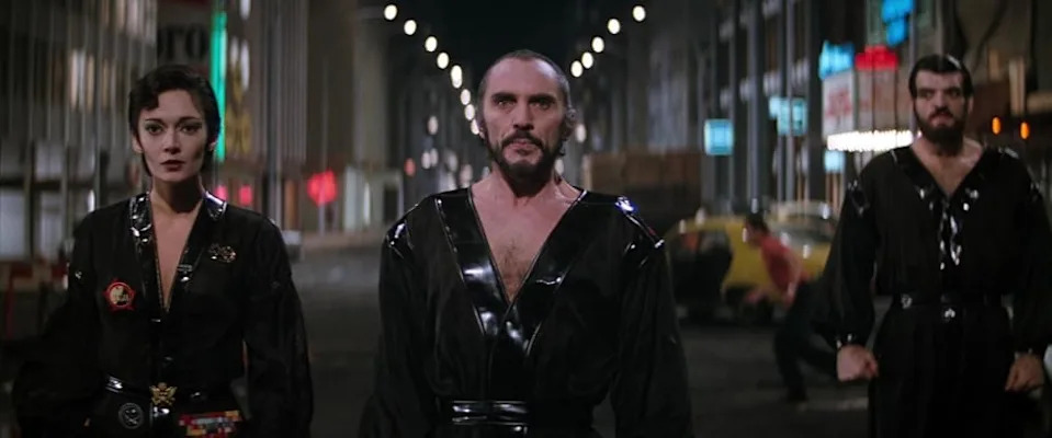 Stamp, center, with Sarah Douglas and Jack O'Halloran in <i>Superman II</i> (1980).<span class="copyright">Warner Bros./IMDB</span>