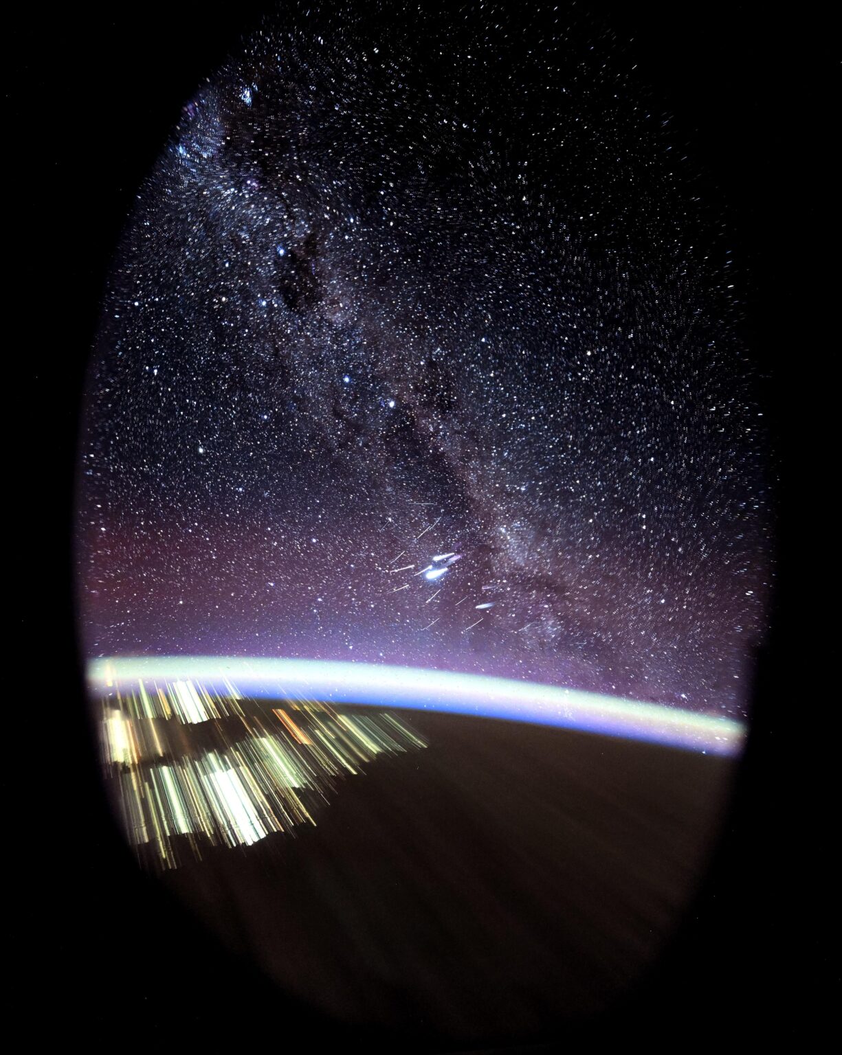 Starlinks flashing across the Milky Way