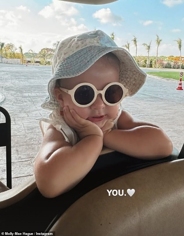 The star also posted an adorable photo of her daughter in a pair of round sunglasses and a hat, captioning it 'YOU' with a heart