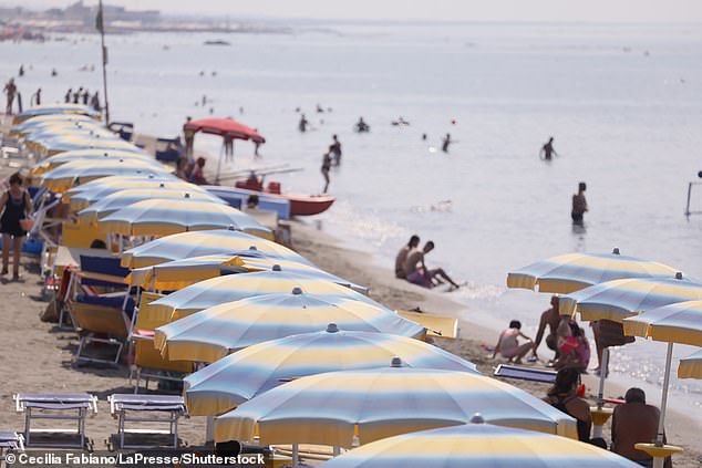 A line of umbrellas at a beach in Rome. Anger is boiling over in Italy as exclusive private beach clubs tighten their grip on the nation's coastline