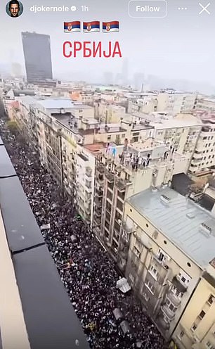 Djokovic had shared images of protests in March with over 300,000 people taking to the streets
