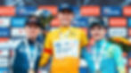 Arctic Race of Norwa - winner yNew Zealand's Corban Strong (centre), Britain's  Tom Pidock (left) and third, Italian Cristian Scaroni (right) PHOTO: ARCTIC RACE OF NORWAY