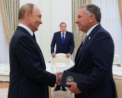 Russian president Vladimir Putin welcomes US president Donald Trump's envoy Steve Witkoff during a meeting in Moscow, Russia.