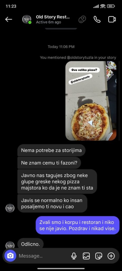 Old Story owner in the Tuzla that insults the customers after sending the wrong order by a thousandth time.