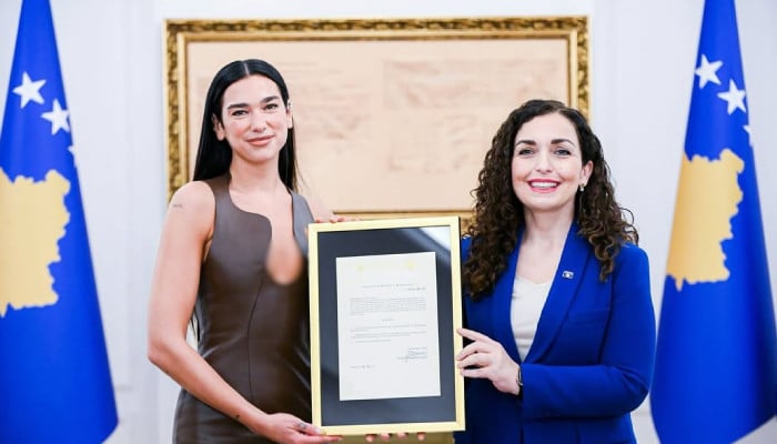 Dua Lipa beams with pride as she receives citizenship of her native Kosovo