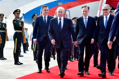Vladimir Putin arrives for the Shanghai Cooperation Organisation summit in Tianjin.