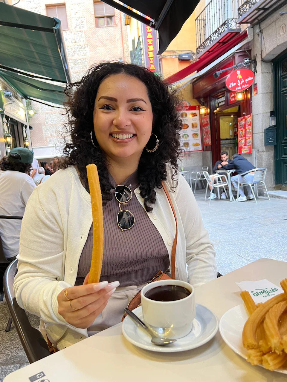 Giovanna Gonzalez at a Madrid restaurant.