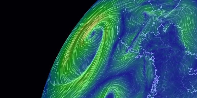 Wind speed and direction on the planet Earth - Data from GFS / NCEP / US National Weather Service