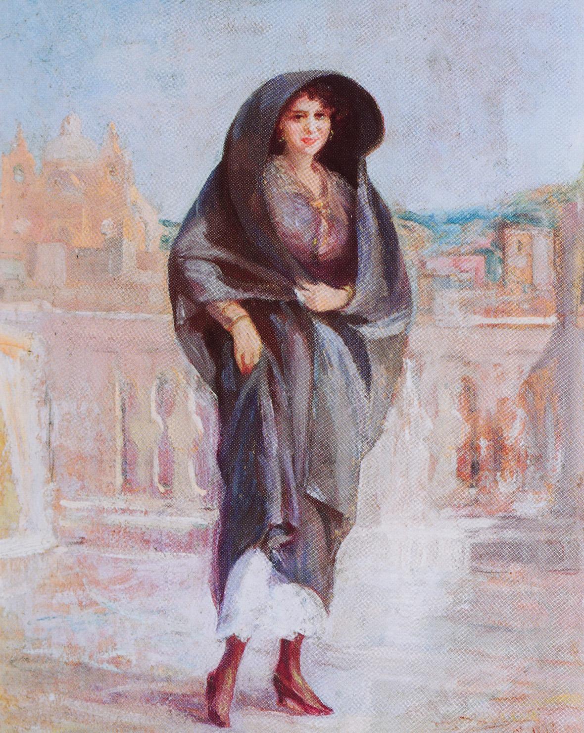 Lady in 'għonnella', by Gianni Vella