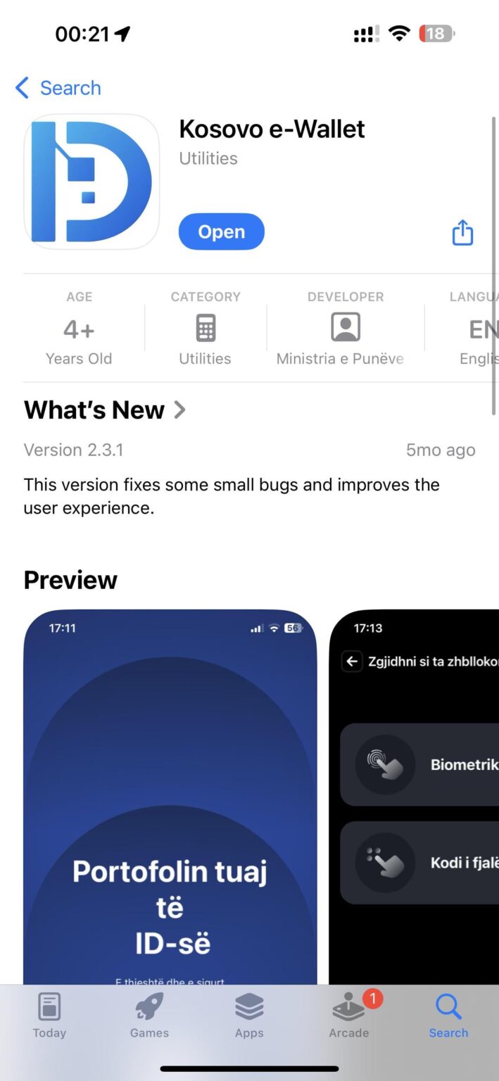 Kosovowall app ne AppStore