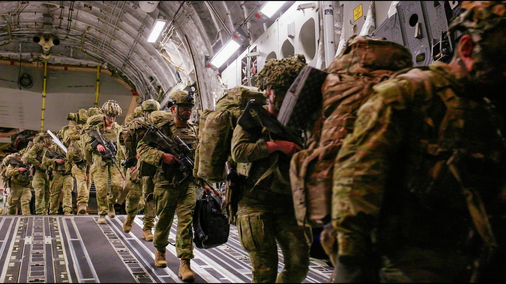Australian soldiers disembark a troop transport plane in the Philippines as part of a joint military exercise earlier this month. Photo: Australia’s Defence Department