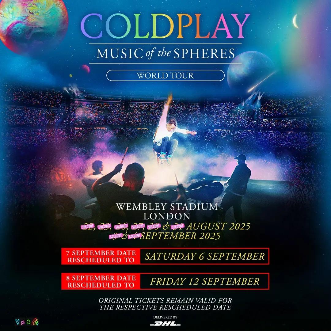 Coldplay's final two concerts of their world tour have now been rescheduled. Image: Coldplay