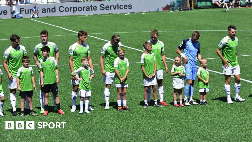 Guernsey FC line up ahead of their FA Cup tie with Bedfont Sports