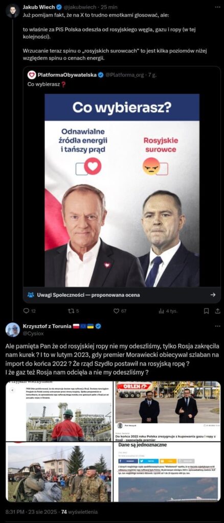 Discussion on PiS's departure from Russian raw materials